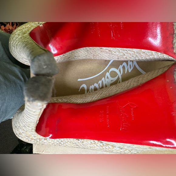 Christian Louboutin Highness Peep Toe Platform Pump size 37.5 Beige Snakeskin - Picture 7 of 9